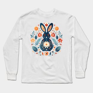 Scandinavian Folk Art Bunny Long Sleeve T-Shirt